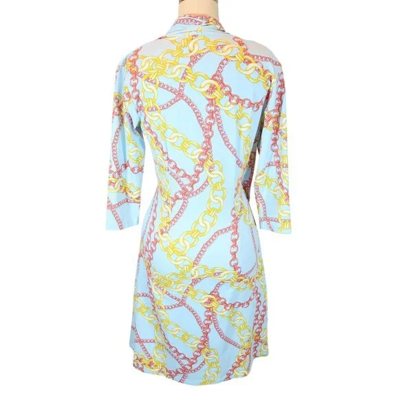 J MCLAUGHLIN Panama Chain Print Catalina Cloth Dress Size XS Preppy Stretch - Picture 3 of 7